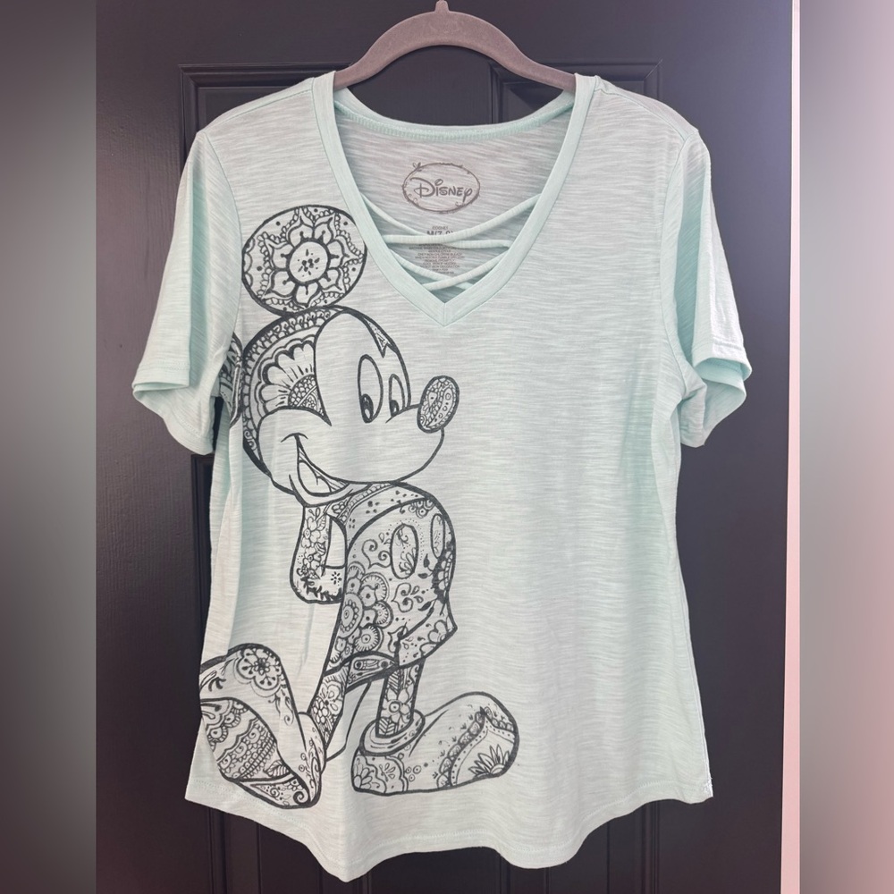 Disney Women's Light Blue Mickey Mouse Tee NWOT